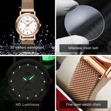 Cargar imagen en el visor de la galería, Reloj de Mujer en acero inoxidable (luminoso y resistente al agua)
